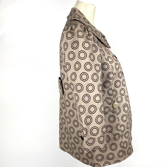 Juicy Couture Tan Brown Circle Pattern Pea Coat Size Small - Picture 5 of 16
